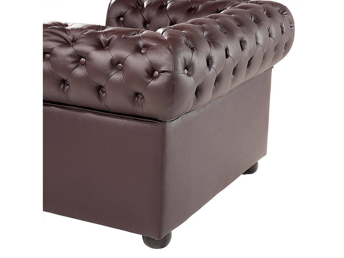 Fauteuil Chesterfield marron cuir