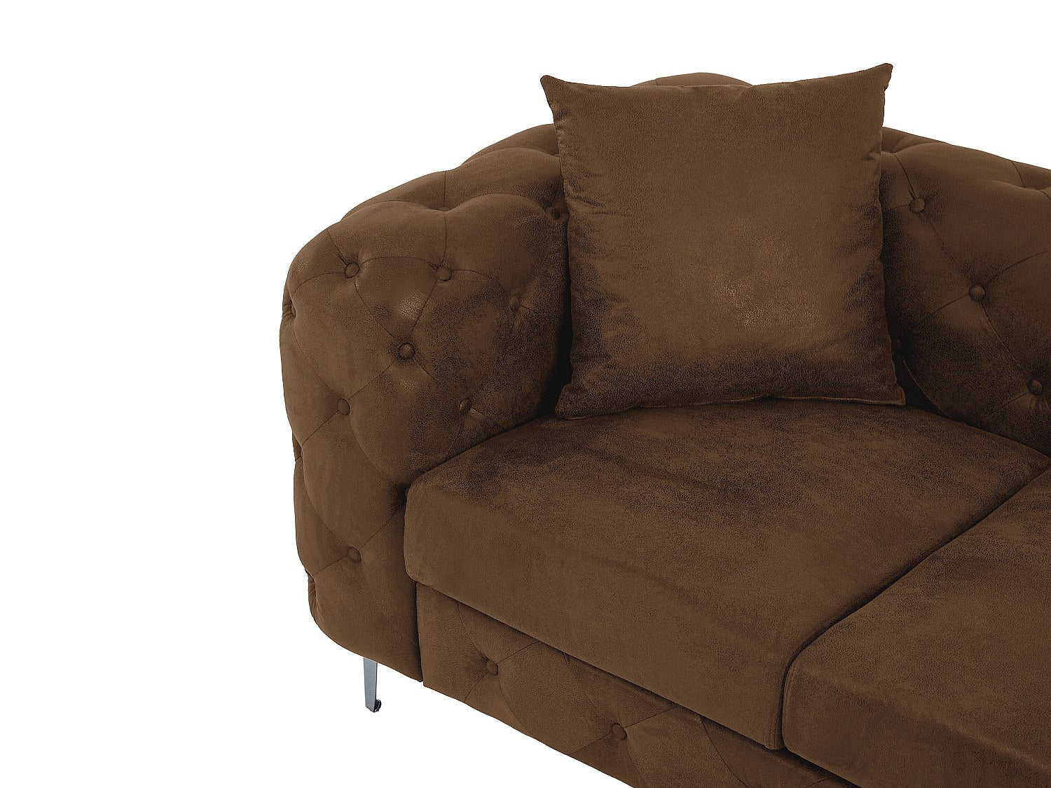 Canapé Chesterfield angle marron tissu - Edwina