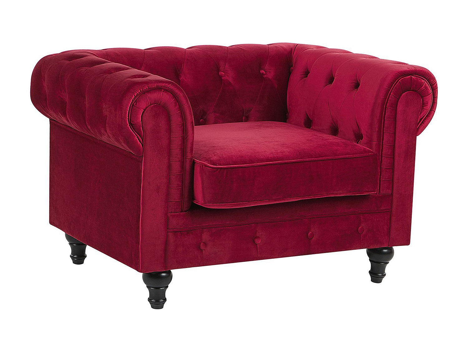 Fauteuil Chesterfield rouge velours