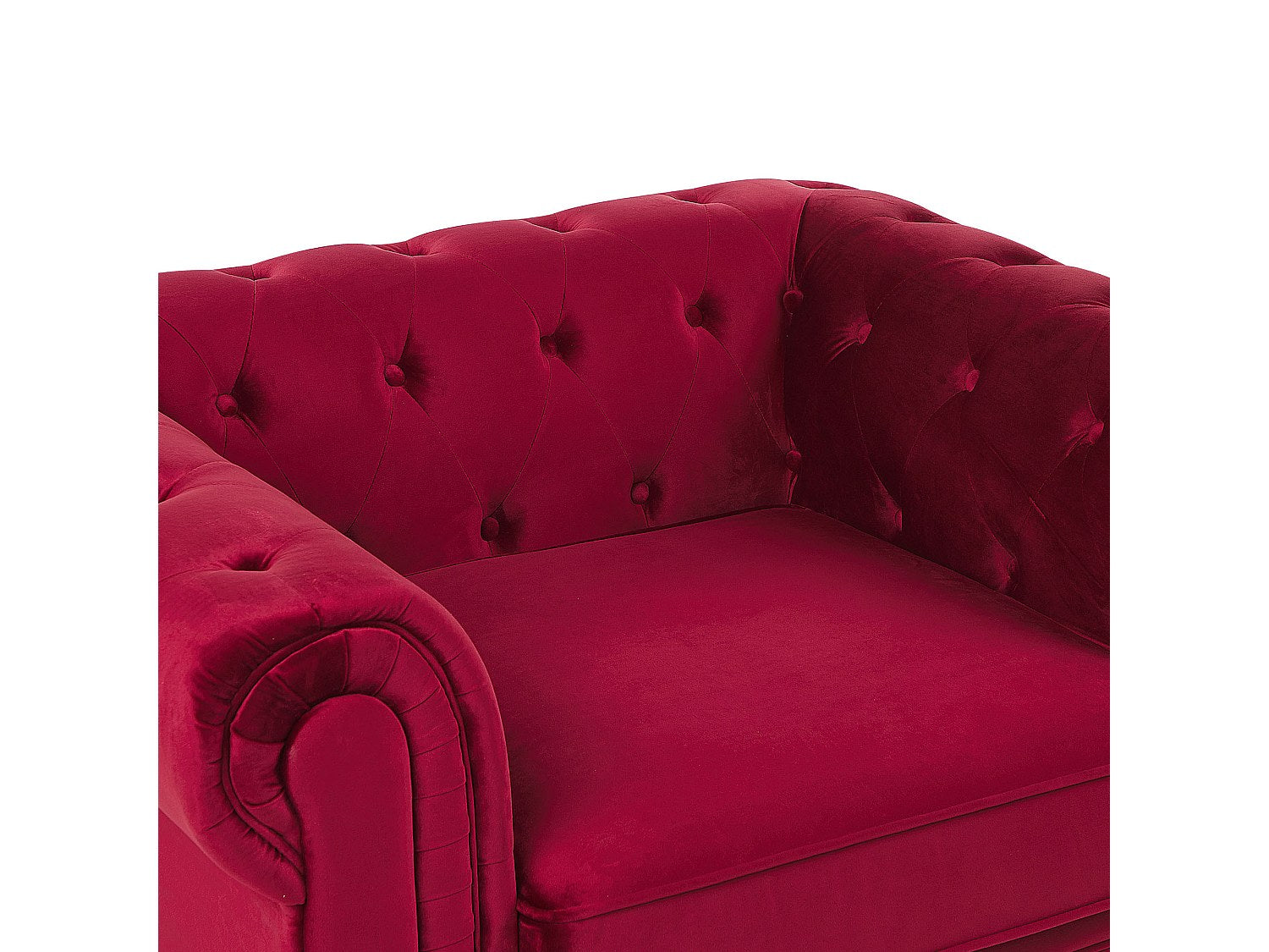 Fauteuil Chesterfield rouge velours