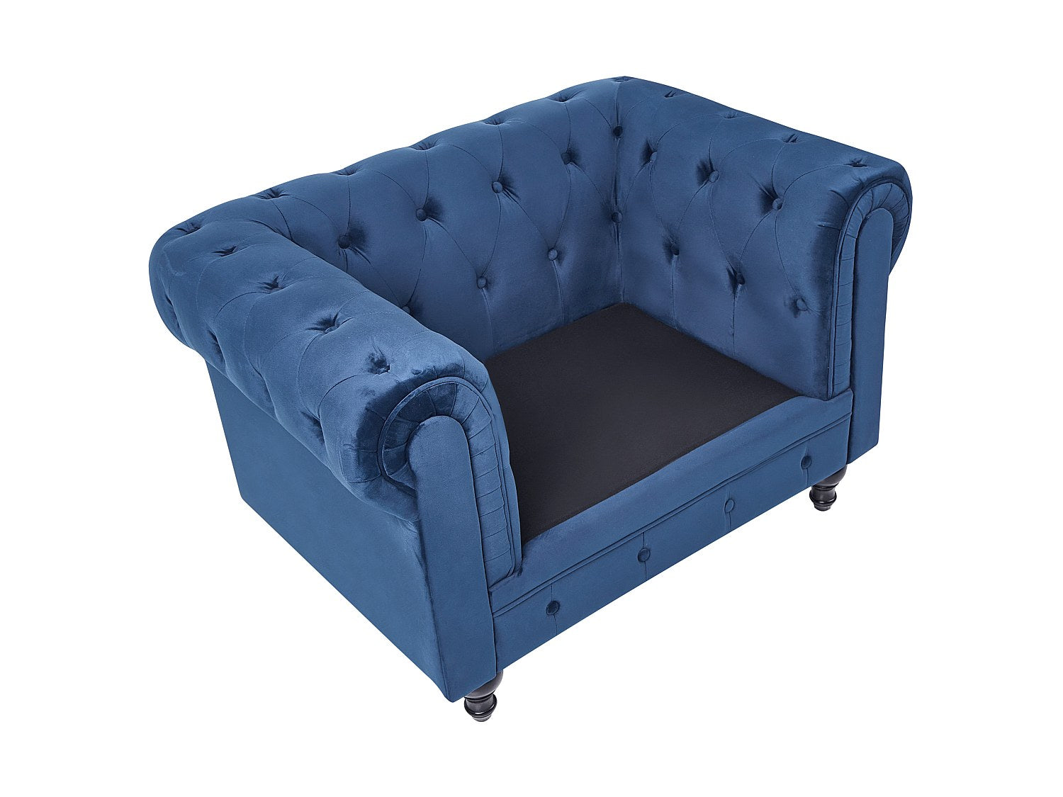 Fauteuil Chesterfield bleu velours