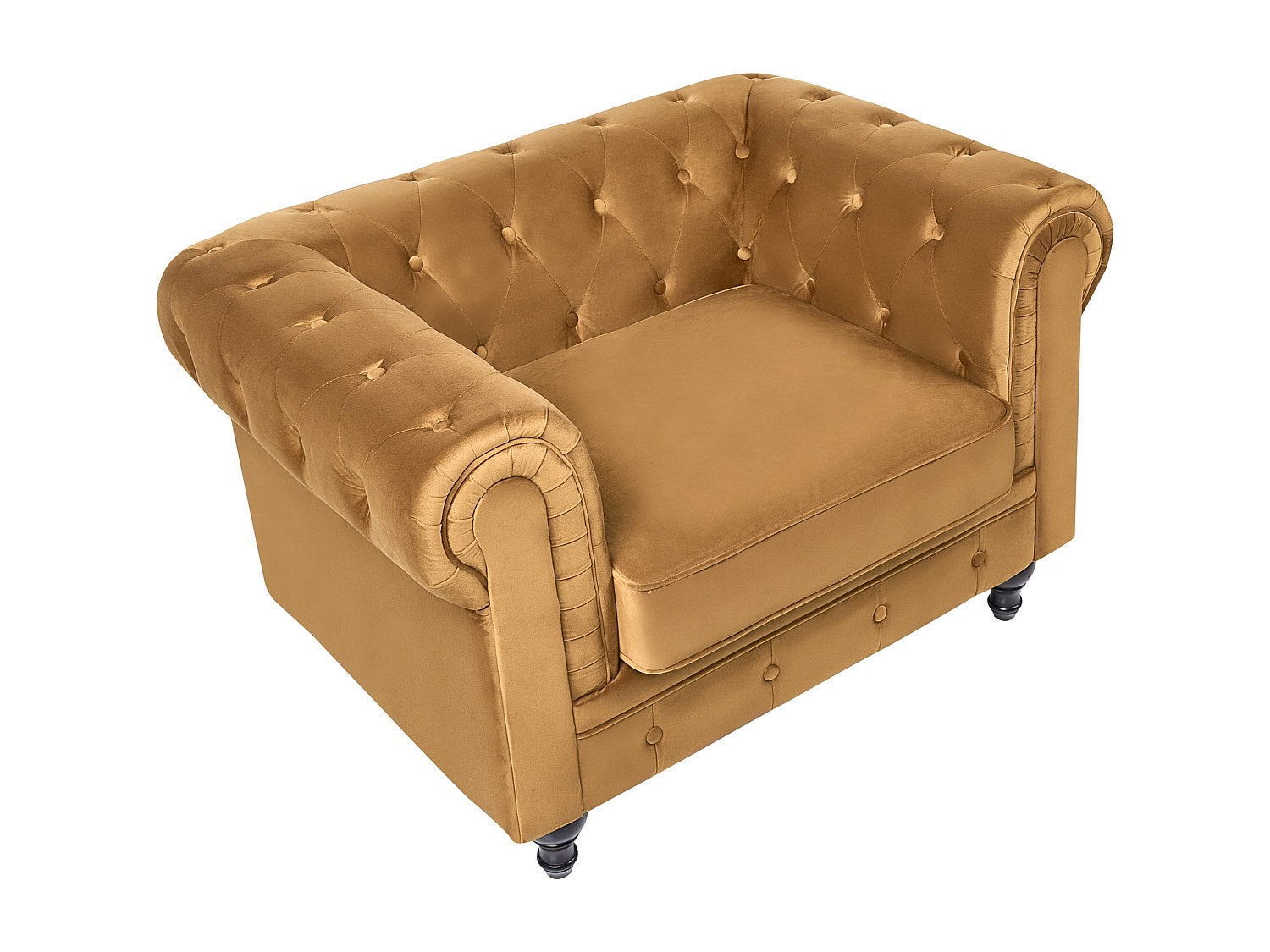 Fauteuil Chesterfield doré velours
