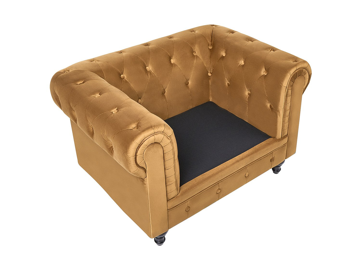 Fauteuil Chesterfield doré velours