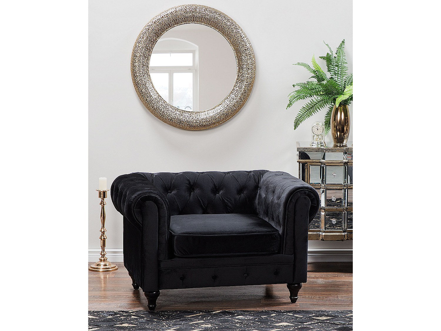 Fauteuil Chesterfield noir velours