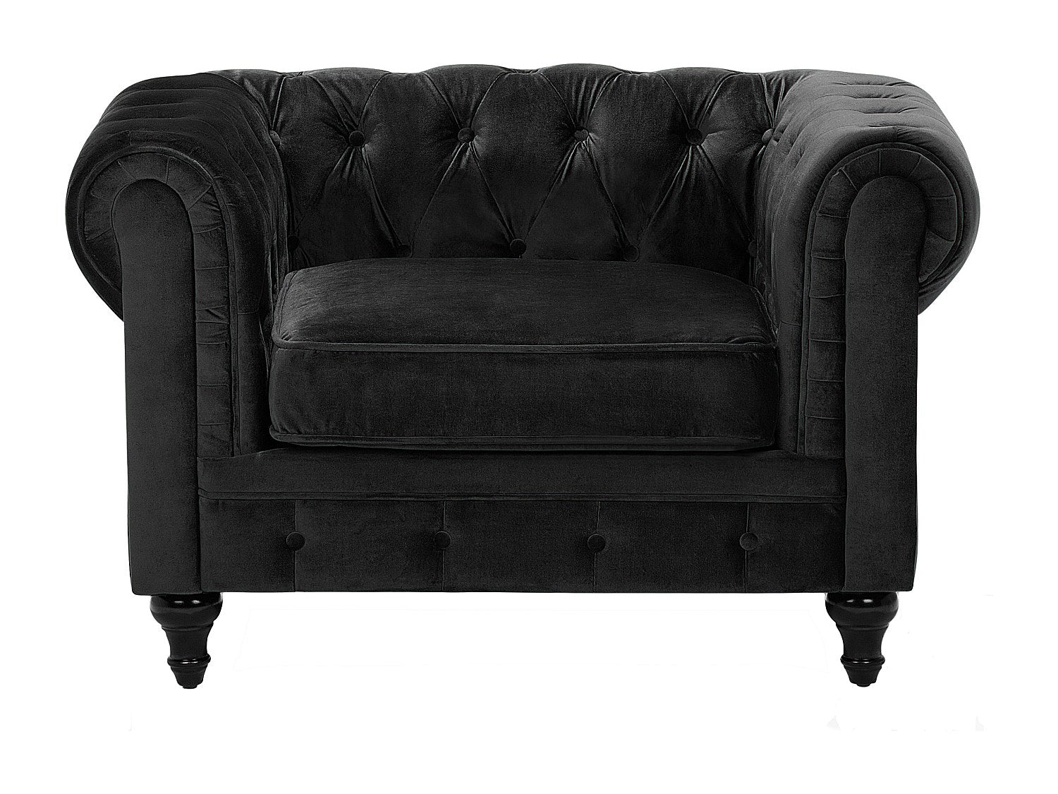 Fauteuil Chesterfield noir velours