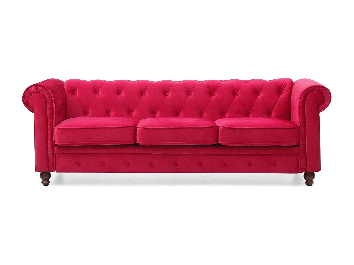 Canapé Chesterfield droit 3 places rouge velours