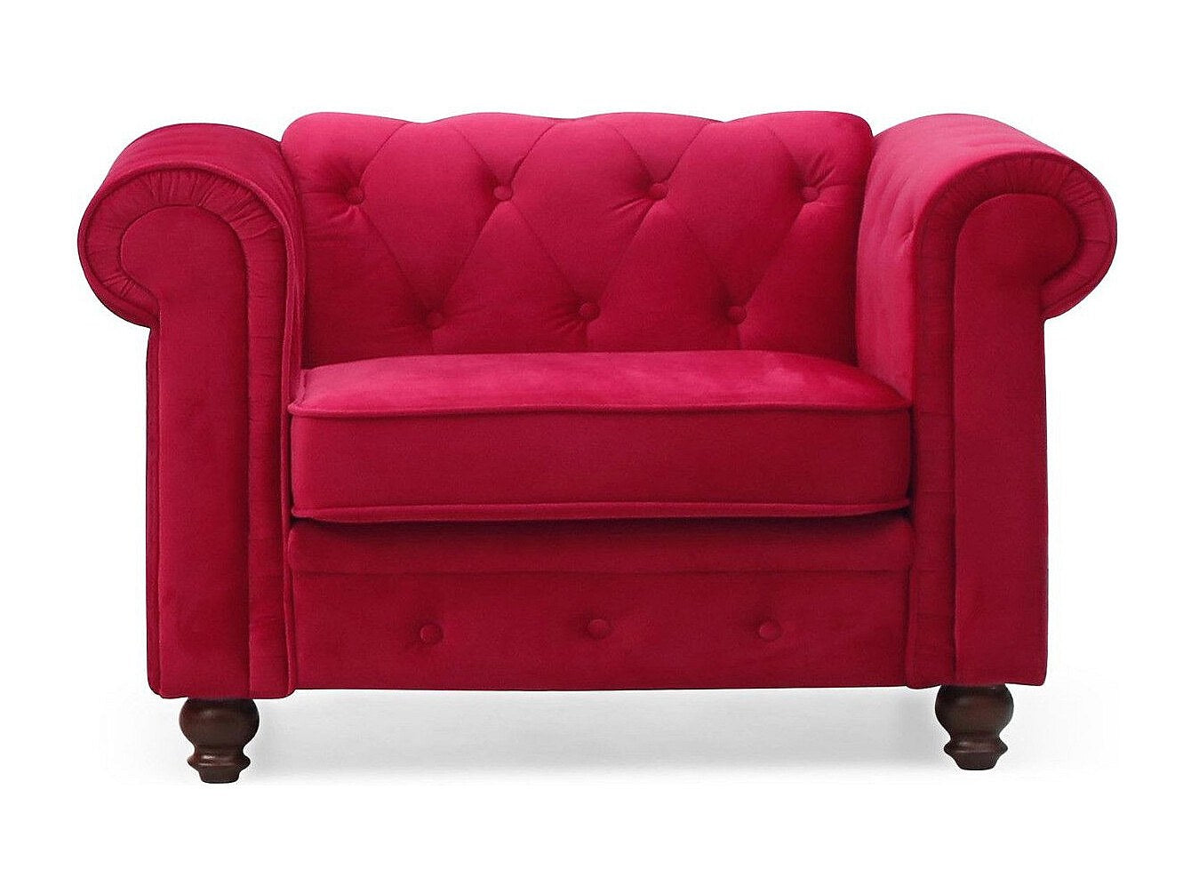 Fauteuil Chesterfield rouge velours