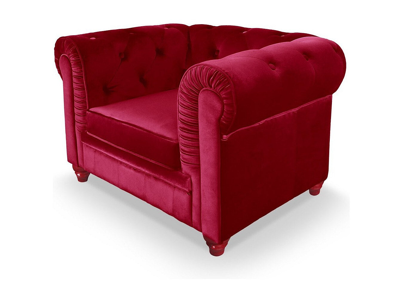 Fauteuil Chesterfield rouge velours