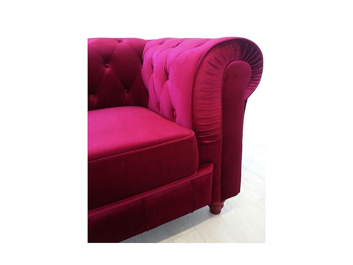 Fauteuil Chesterfield rouge velours