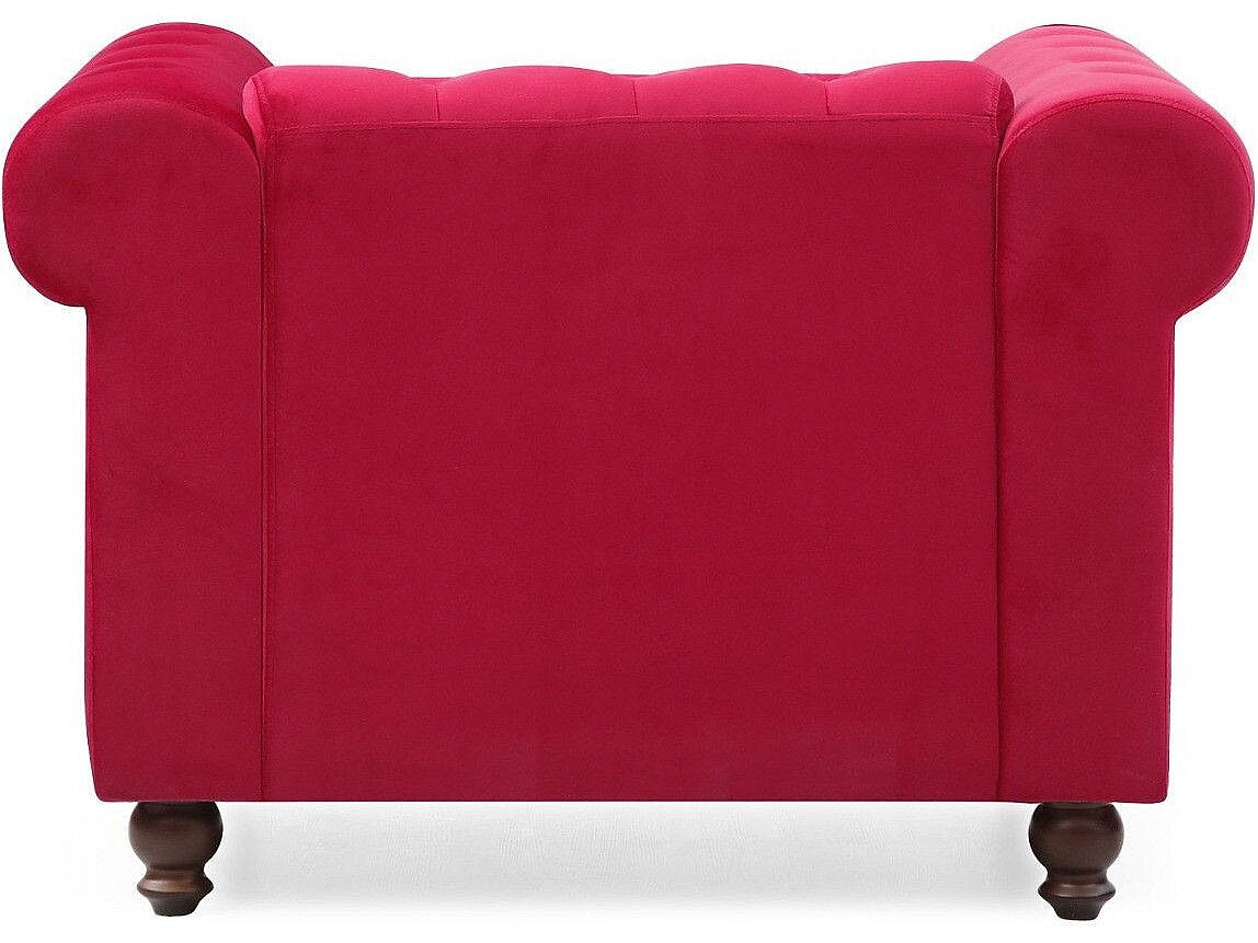 Fauteuil Chesterfield rouge velours
