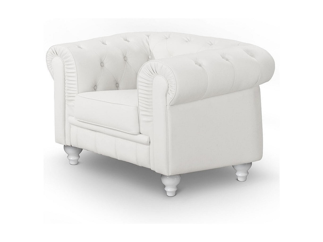 Fauteuil Chesterfield blanc simili cuir