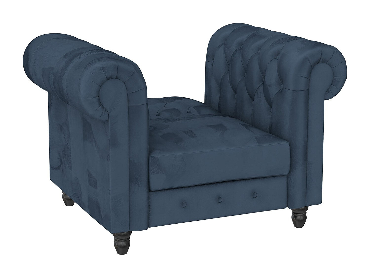 Fauteuil Chesterfield bleu velours