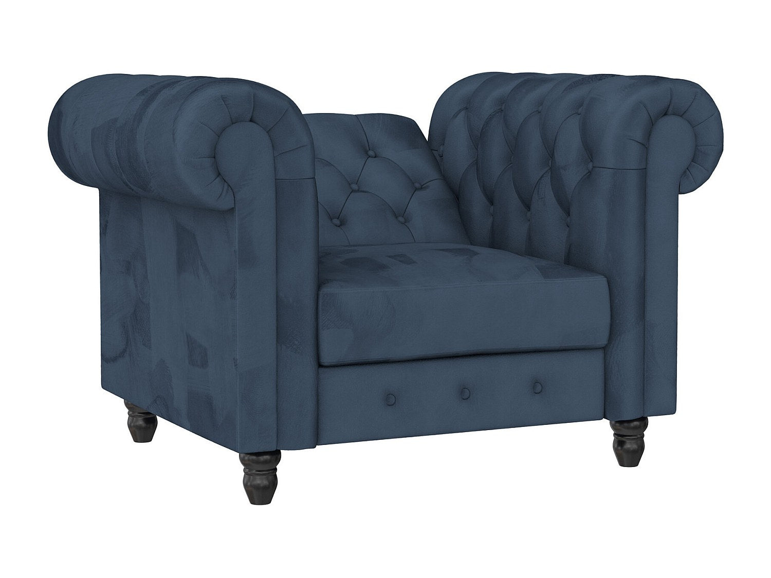 Fauteuil Chesterfield bleu velours