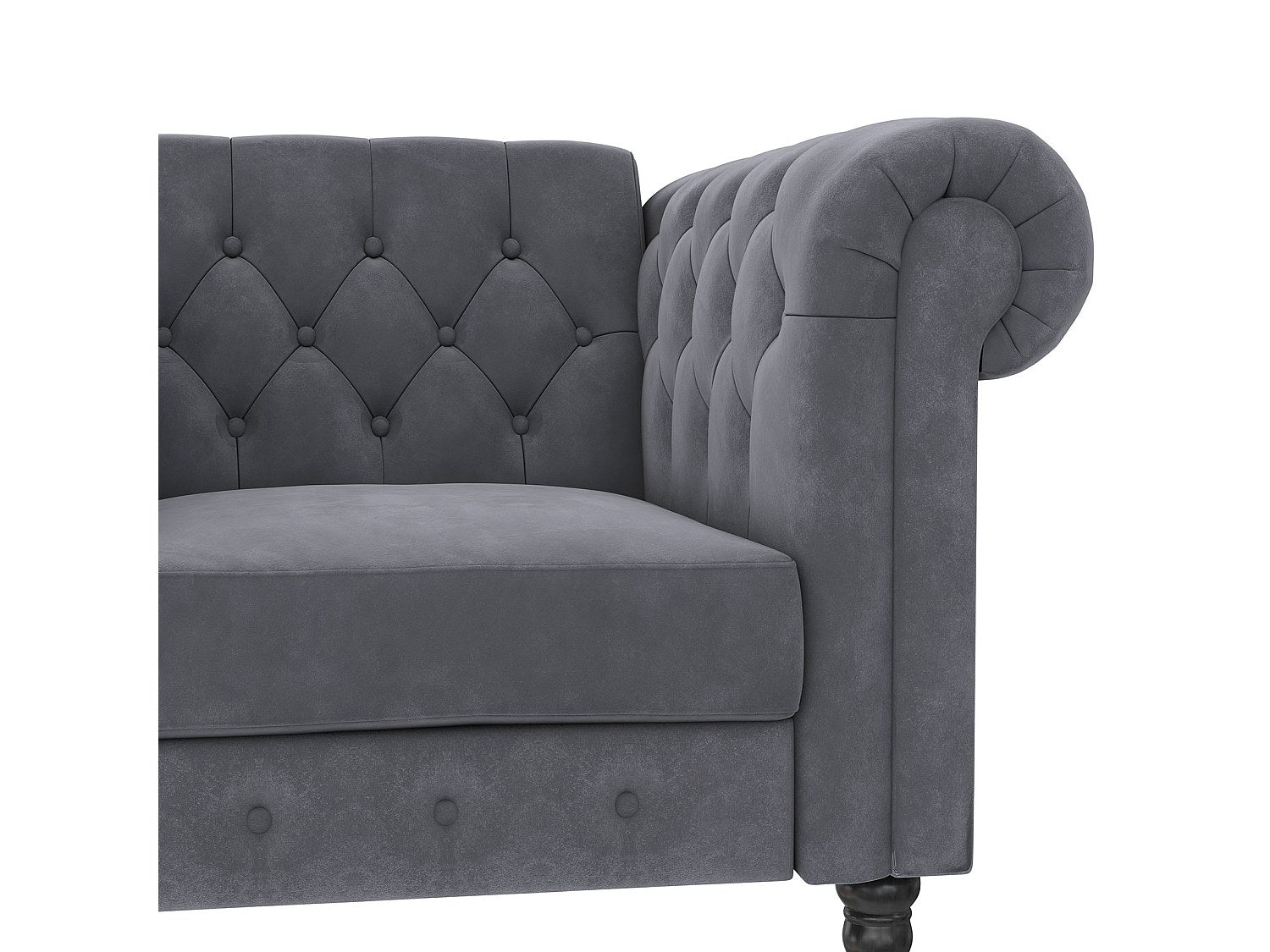 Fauteuil Chesterfield gris velours