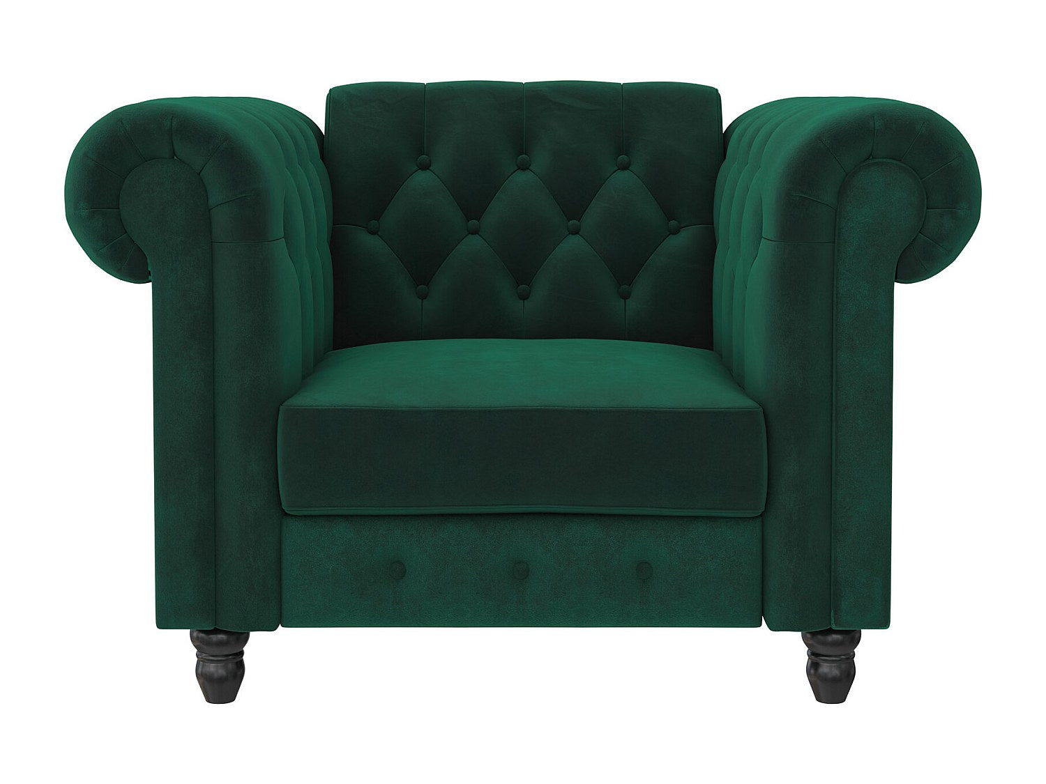 Fauteuil Chesterfield vert velours