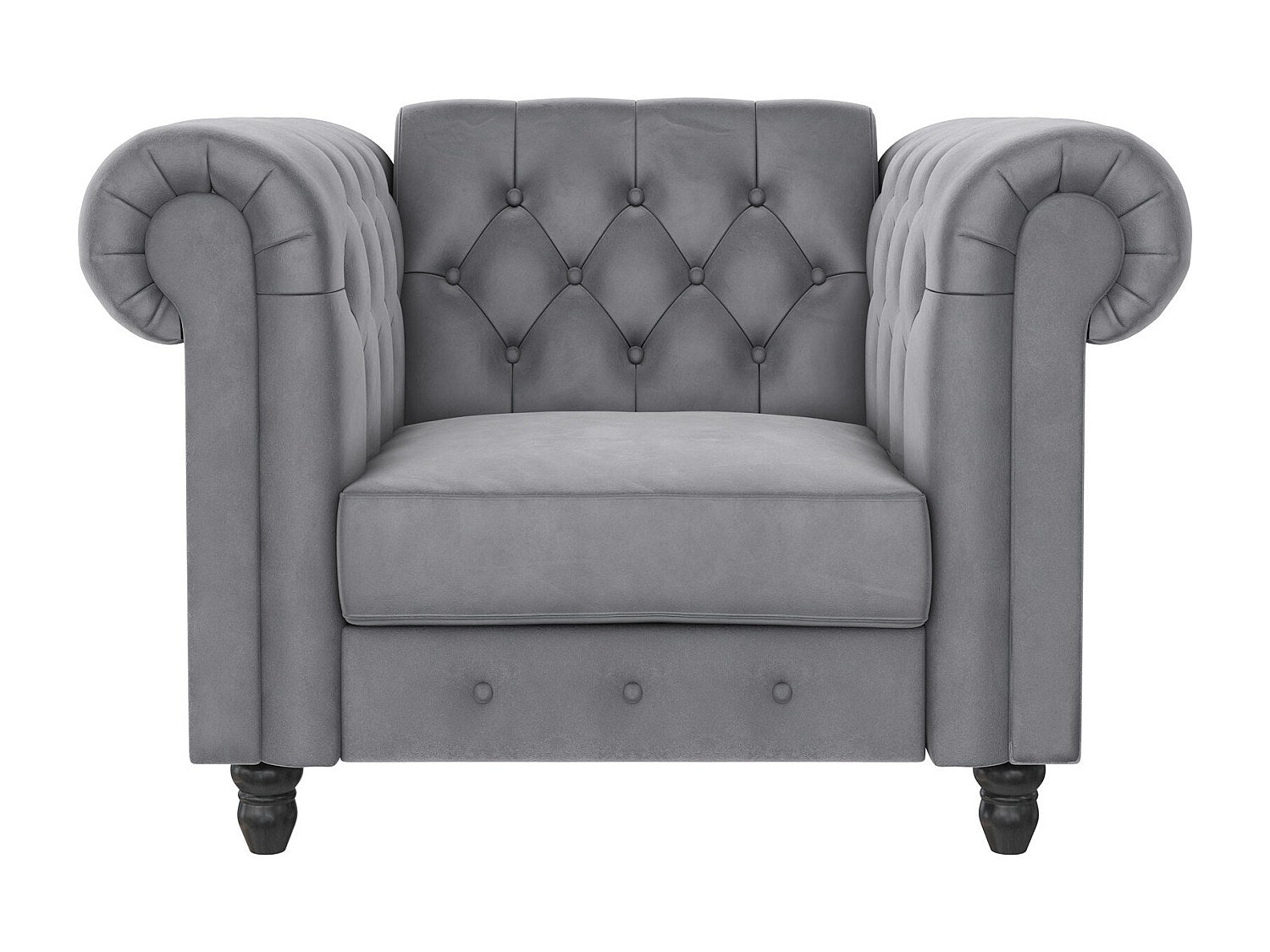 Fauteuil Chesterfield gris velours