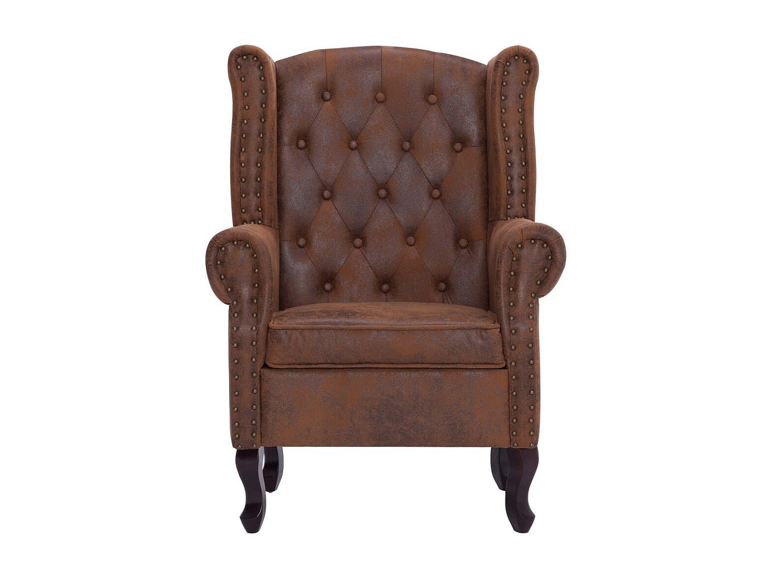 Fauteuil Chesterfield marron simili cuir