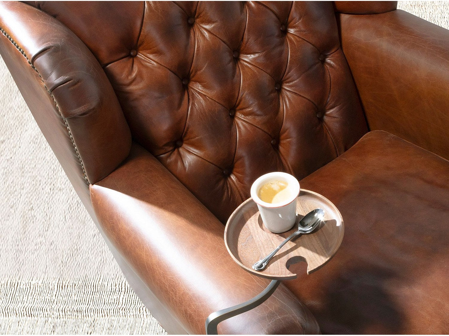 Fauteuil Chesterfield marron cuir - Angel Cerda