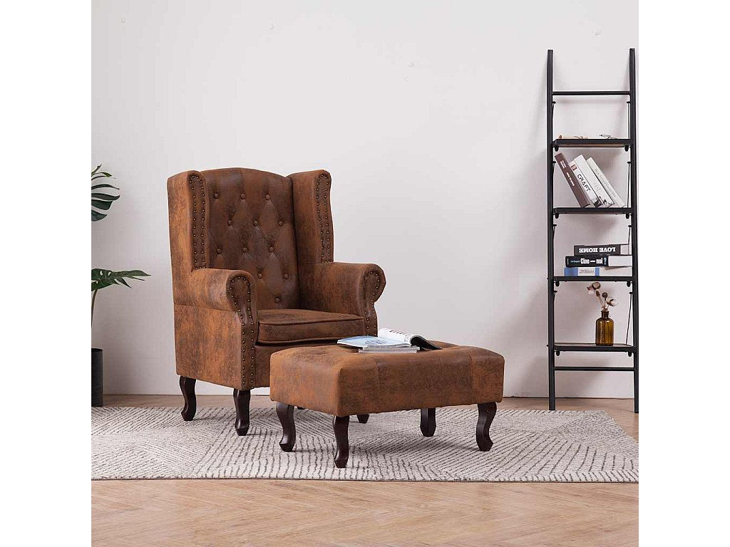 Fauteuil Chesterfield marron simili cuir