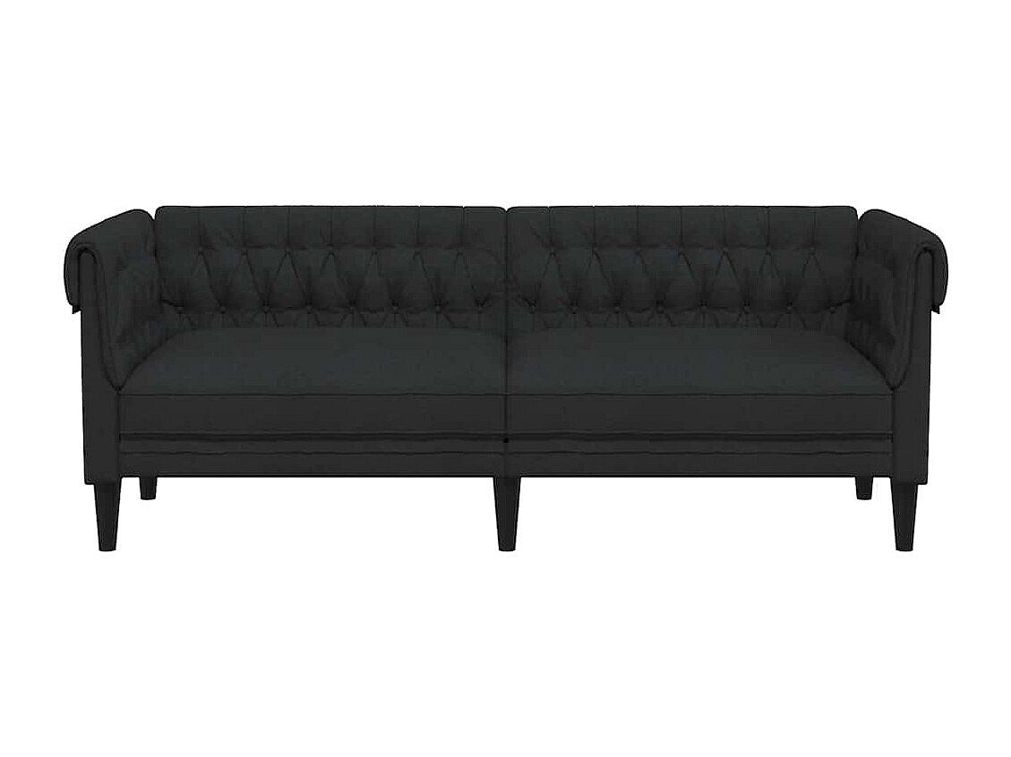 Canapé Chesterfield droit 3 places noir tissu