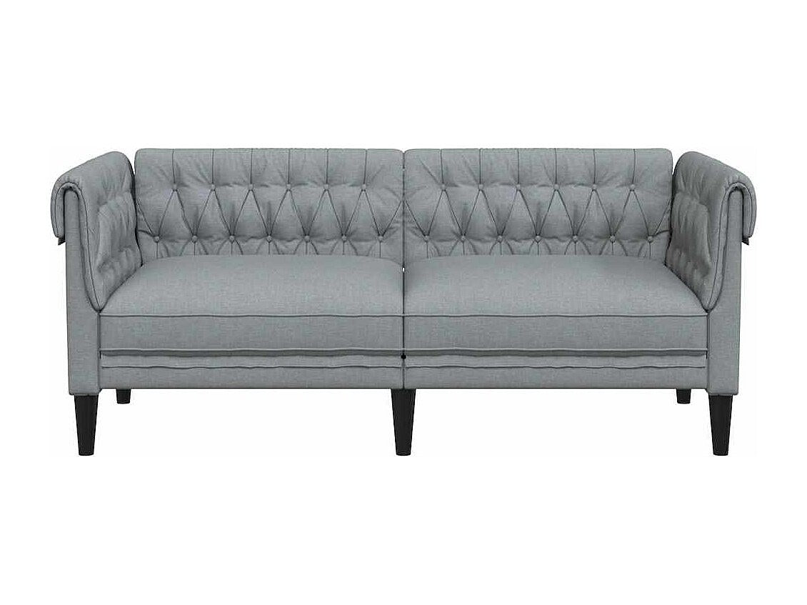 Canapé Chesterfield droit 2 places gris tissu