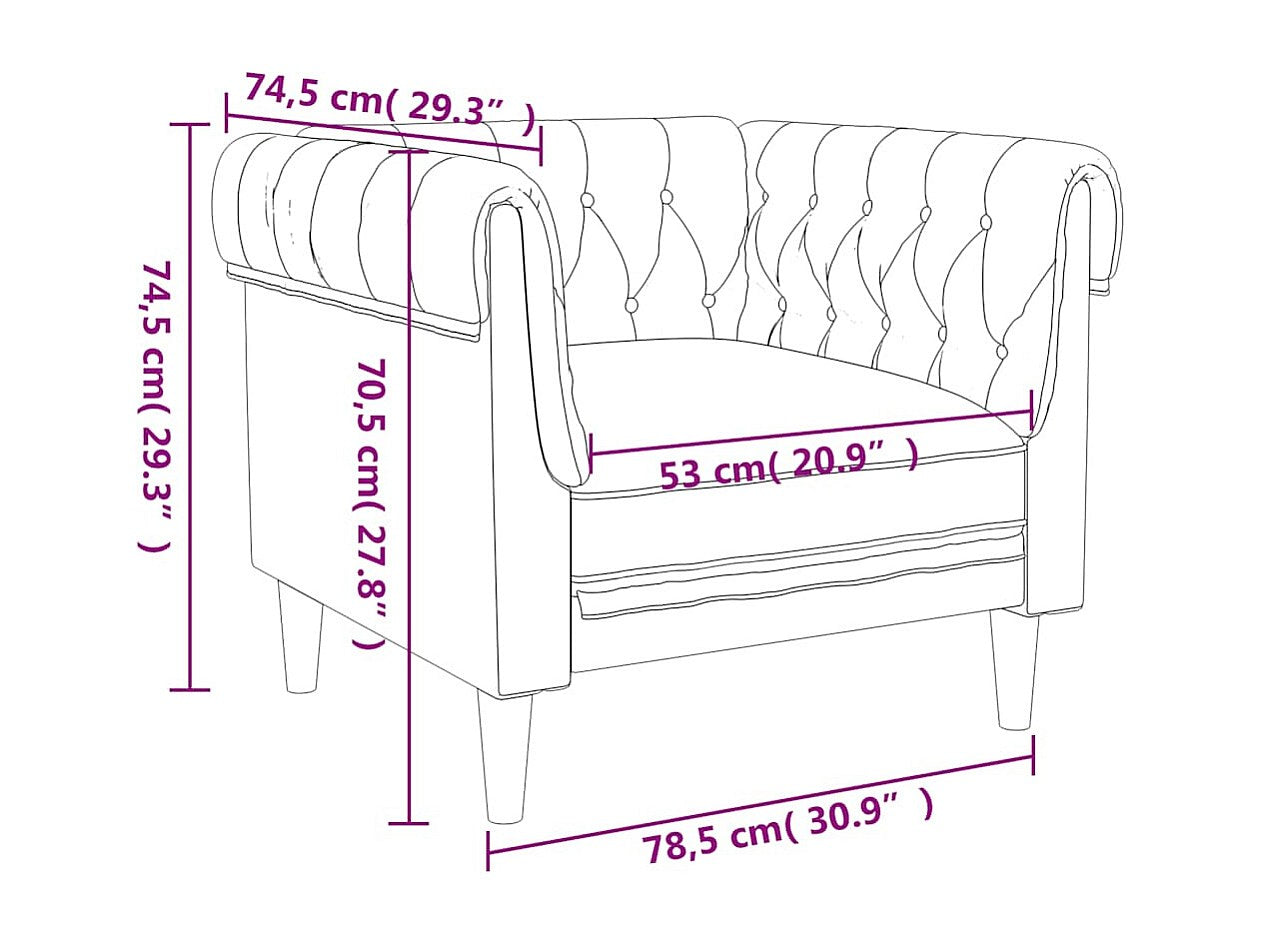 Fauteuil Chesterfield beige tissu