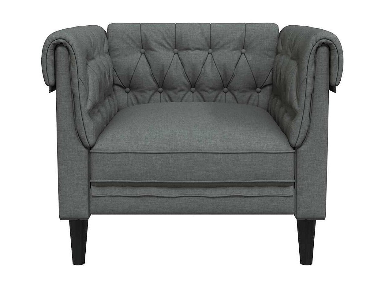 Fauteuil Chesterfield gris tissu