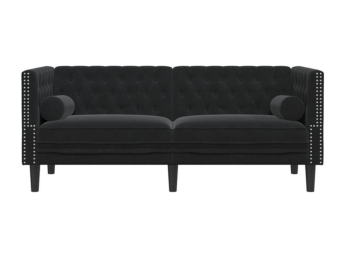 Canapé Chesterfield droit 2 places noir velours