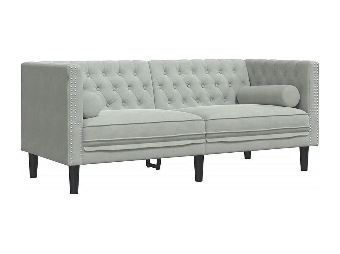 Canapé Chesterfield droit 2 places gris velours