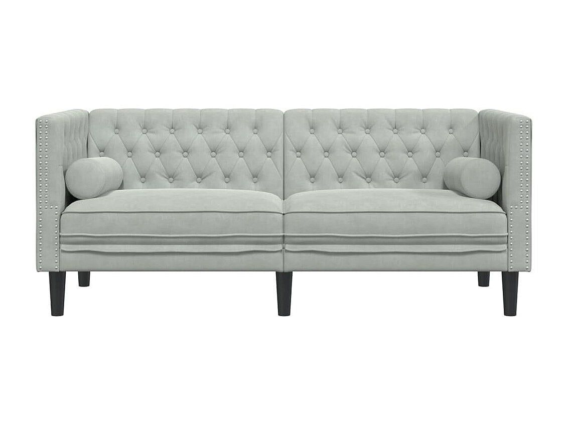 Canapé Chesterfield droit 2 places gris velours
