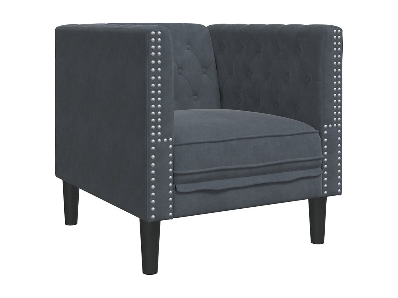 Fauteuil Chesterfield gris velours