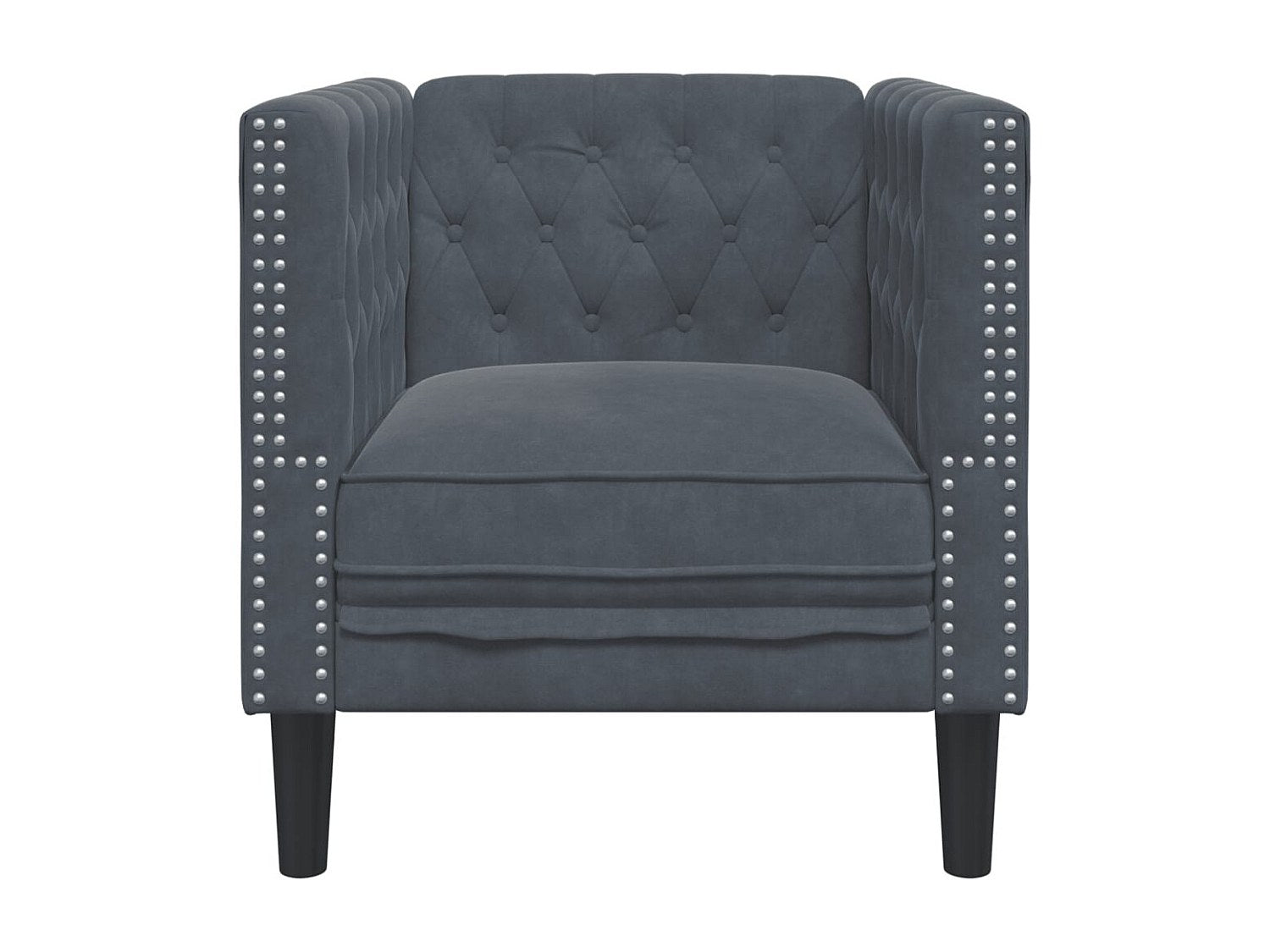 Fauteuil Chesterfield gris velours