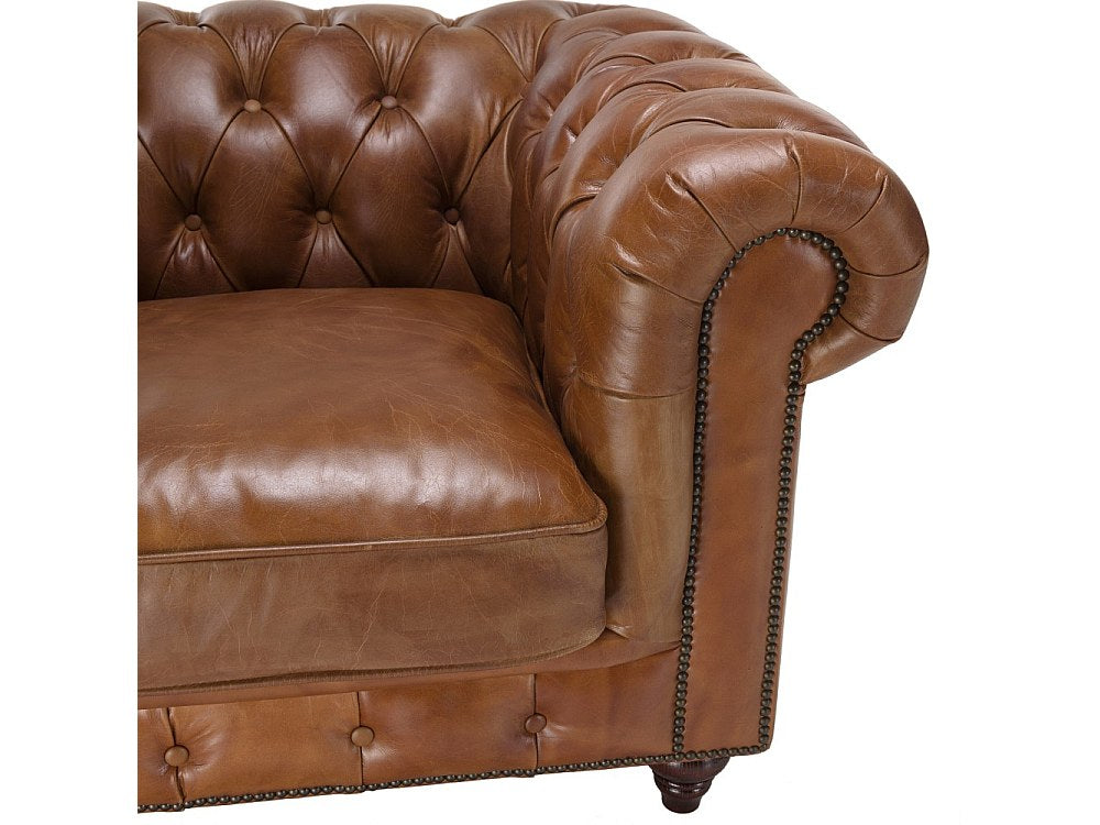 Fauteuil Chesterfield marron cuir