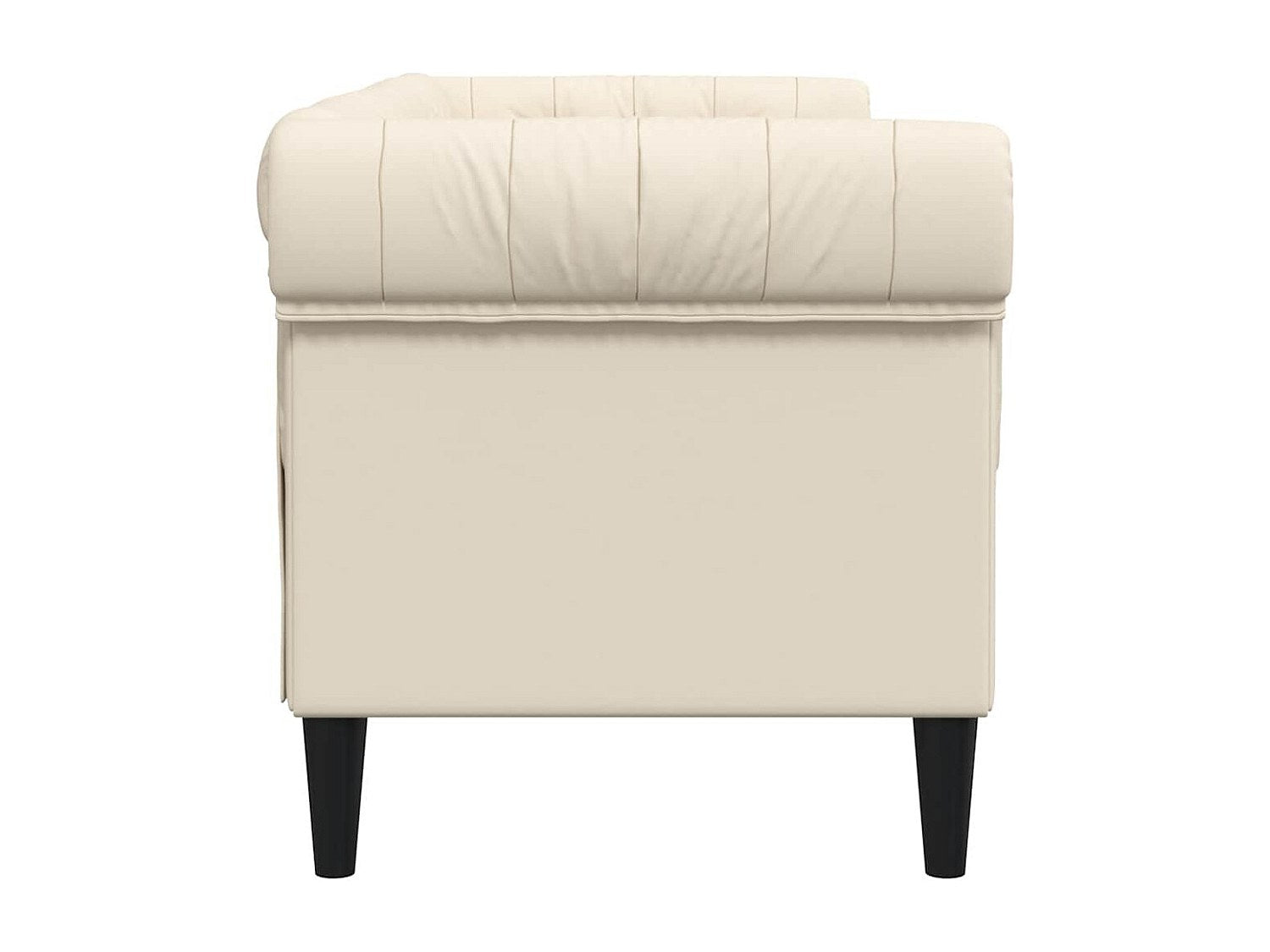 Canapé Chesterfield droit 2 places beige tissu