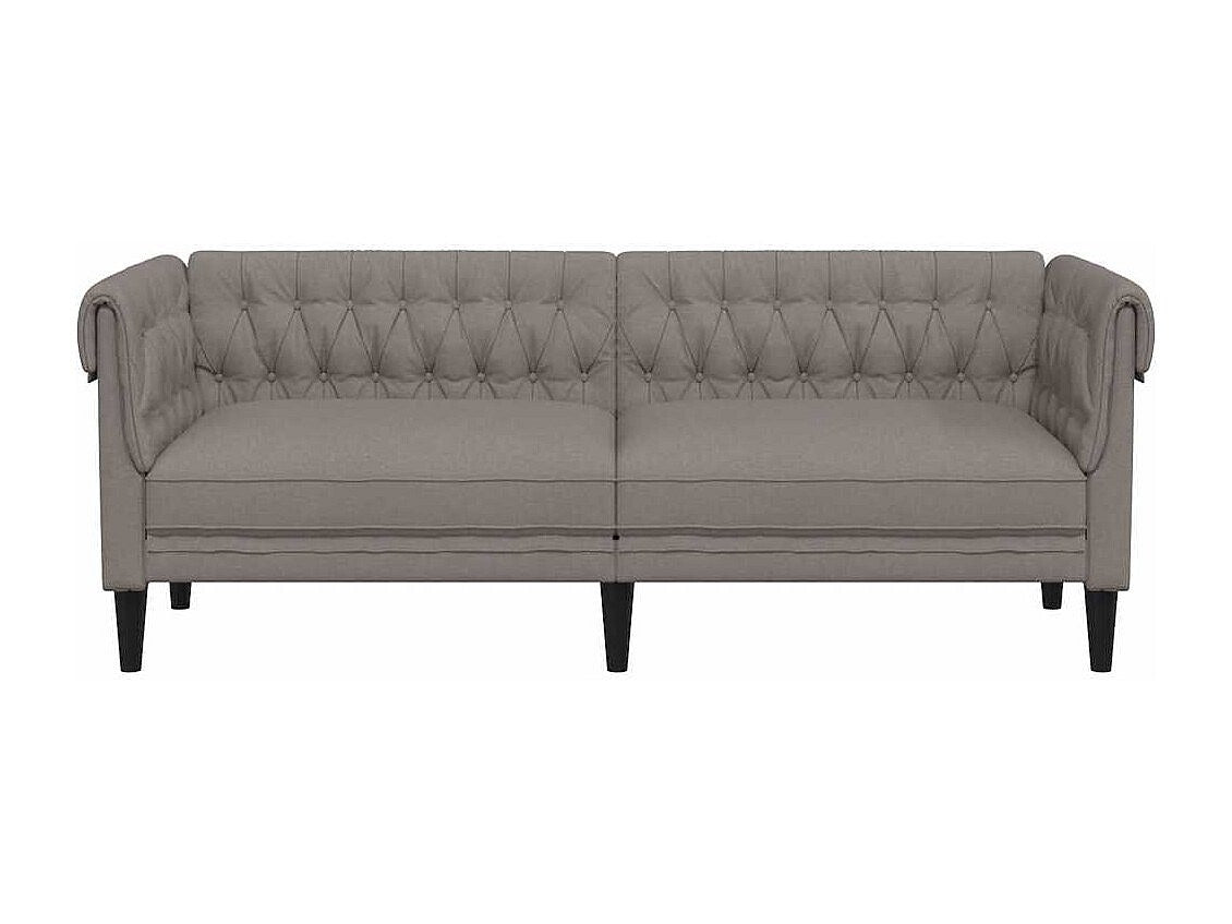Canapé Chesterfield droit 3 places taupe tissu