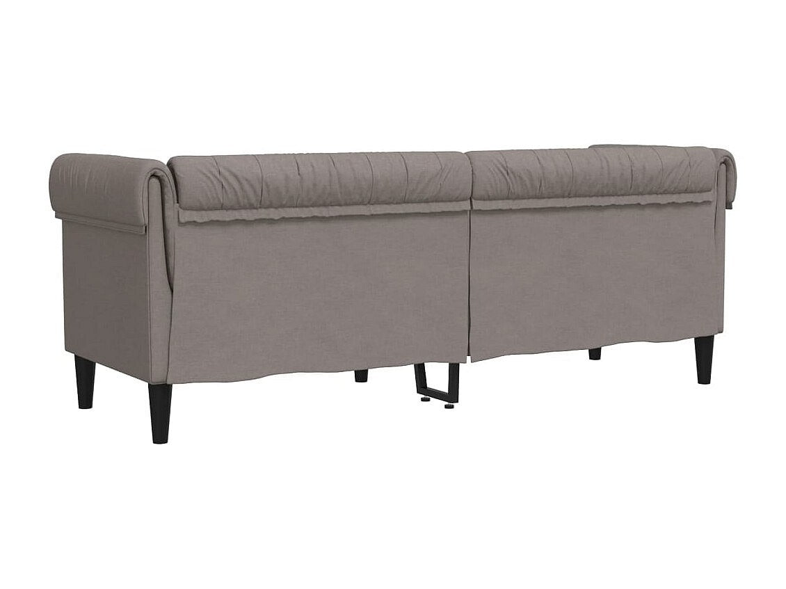 Canapé Chesterfield droit 3 places taupe tissu
