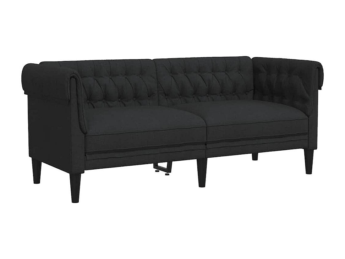 Canapé Chesterfield droit 2 places noir tissu
