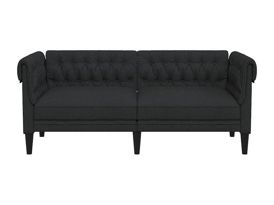 Canapé Chesterfield droit 2 places noir tissu