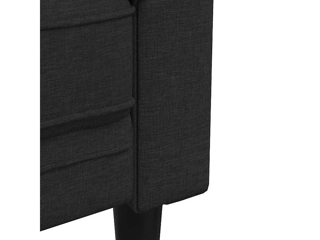 Canapé Chesterfield droit 2 places noir tissu