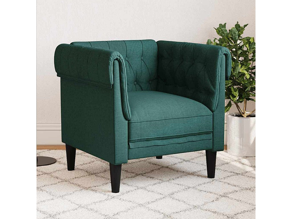Fauteuil Chesterfield vert tissu