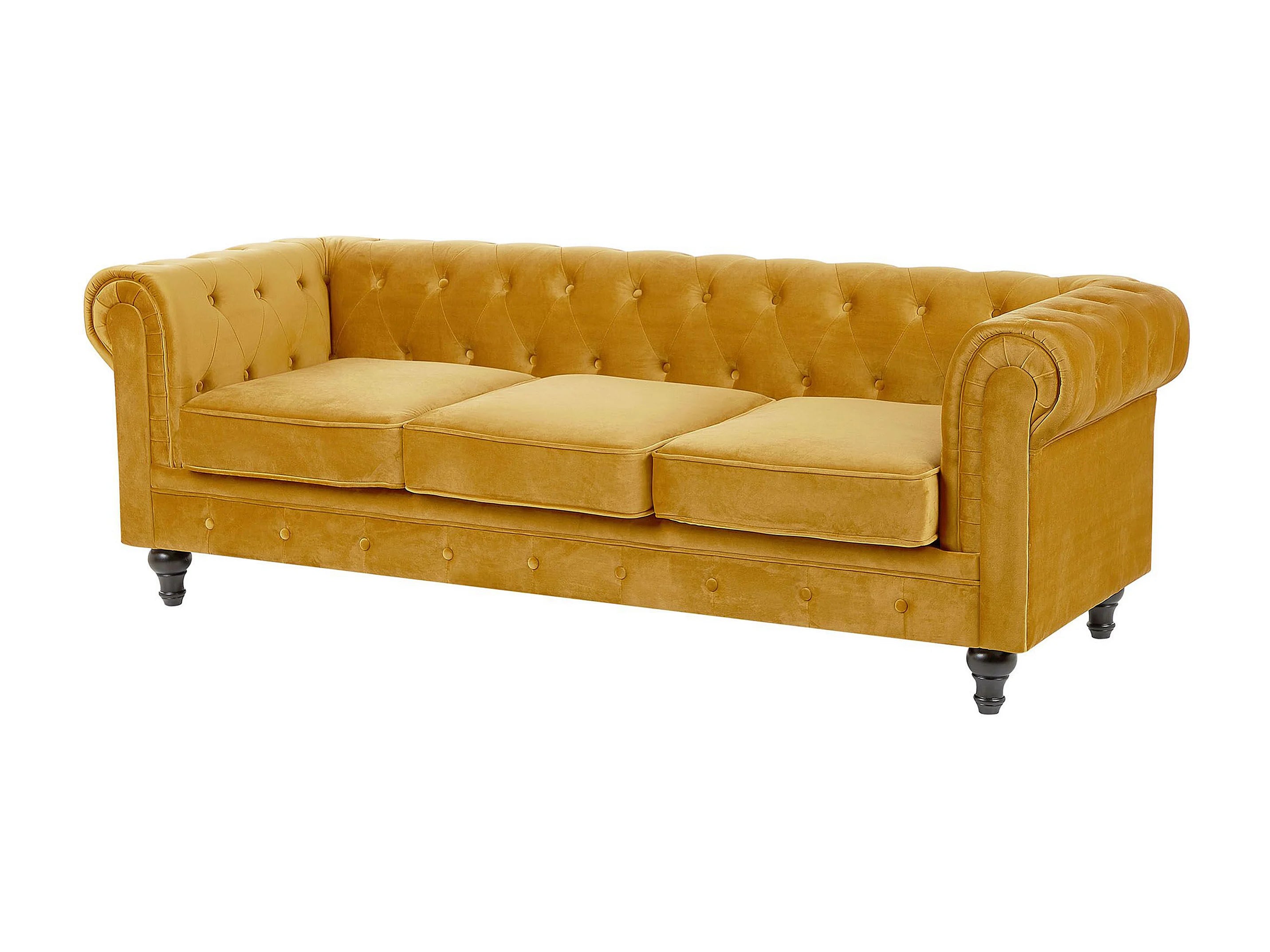 Canapé Chesterfield 3 Places Velours Doré