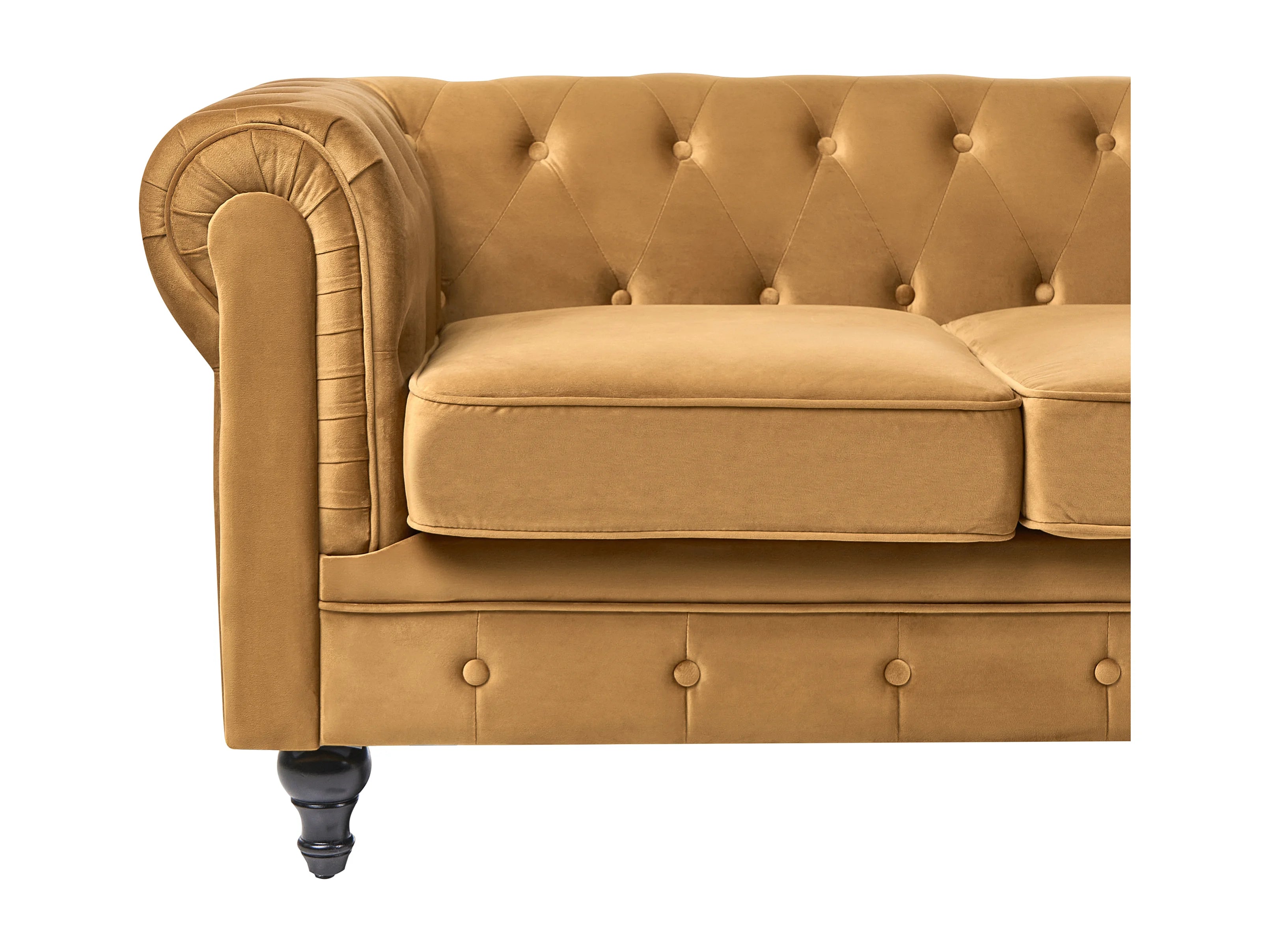 Canapé Chesterfield 3 Places Velours Doré