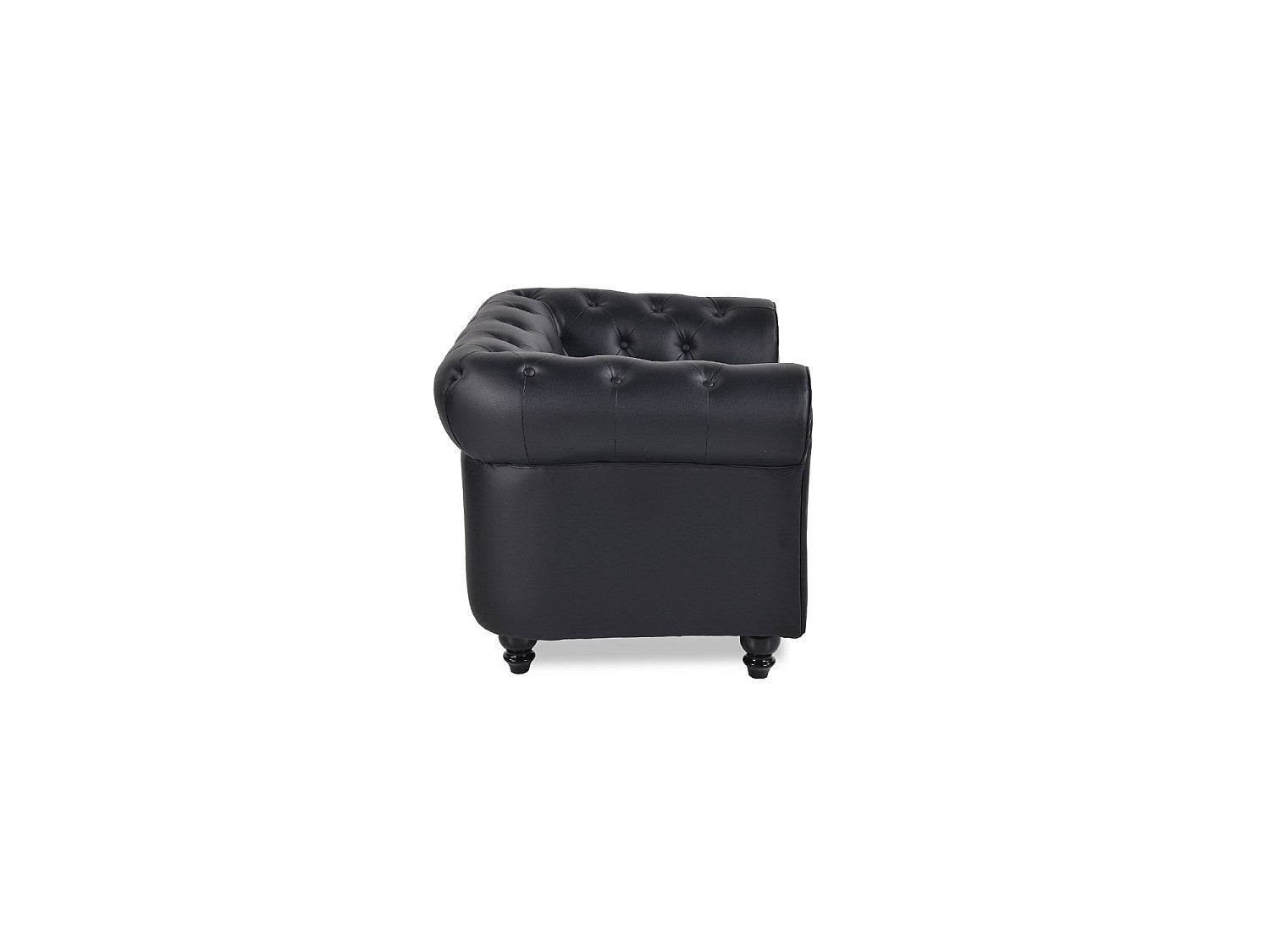 Canapé Chesterfield droit 2 places noir simili cuir - Regency