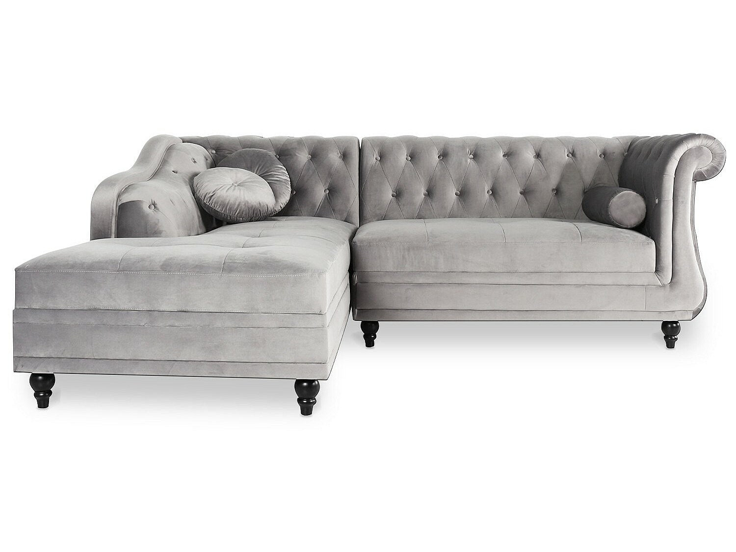 Canapé Chesterfield angle gris velours - Empire