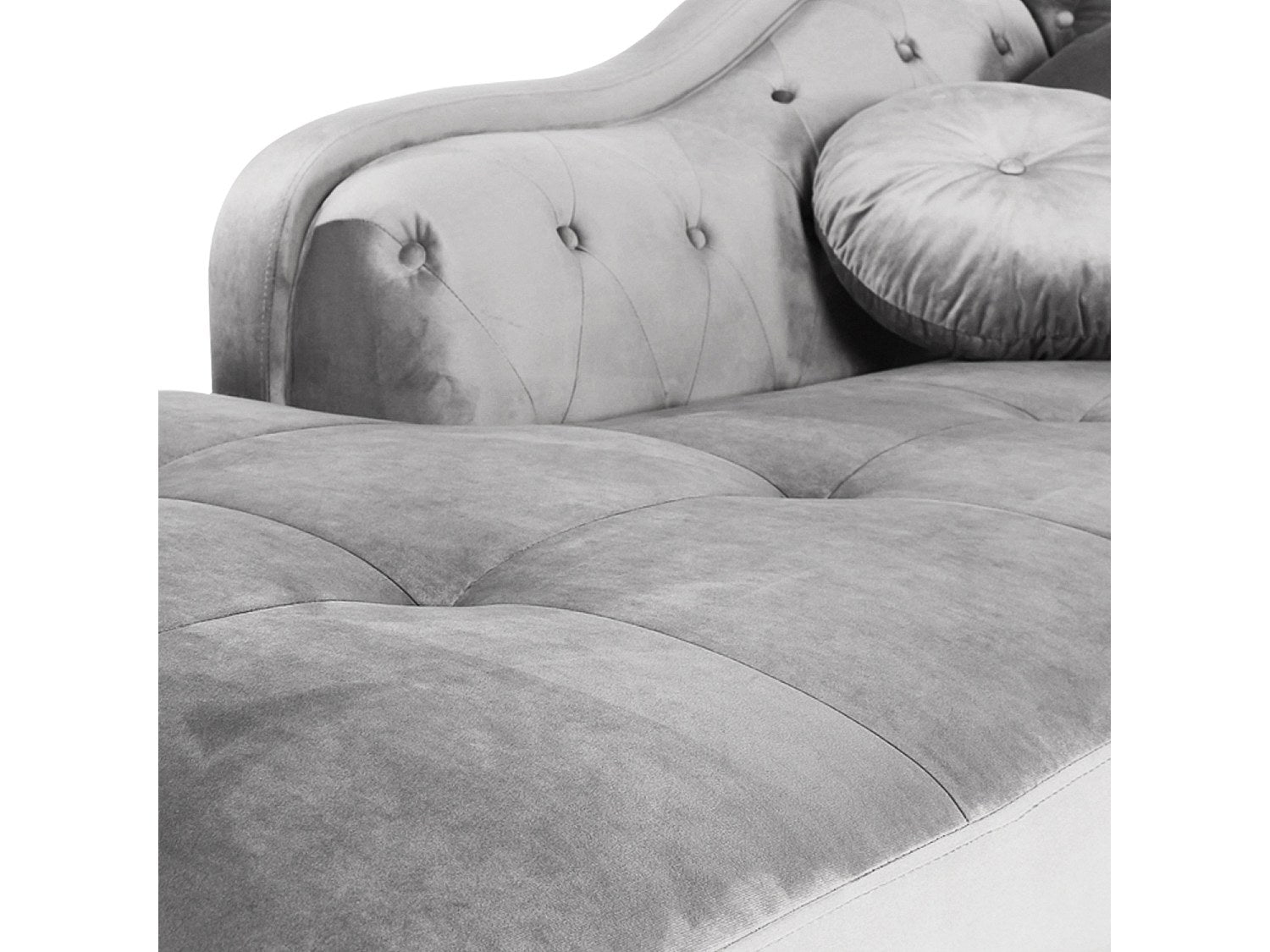 Canapé Chesterfield angle gris velours - Empire