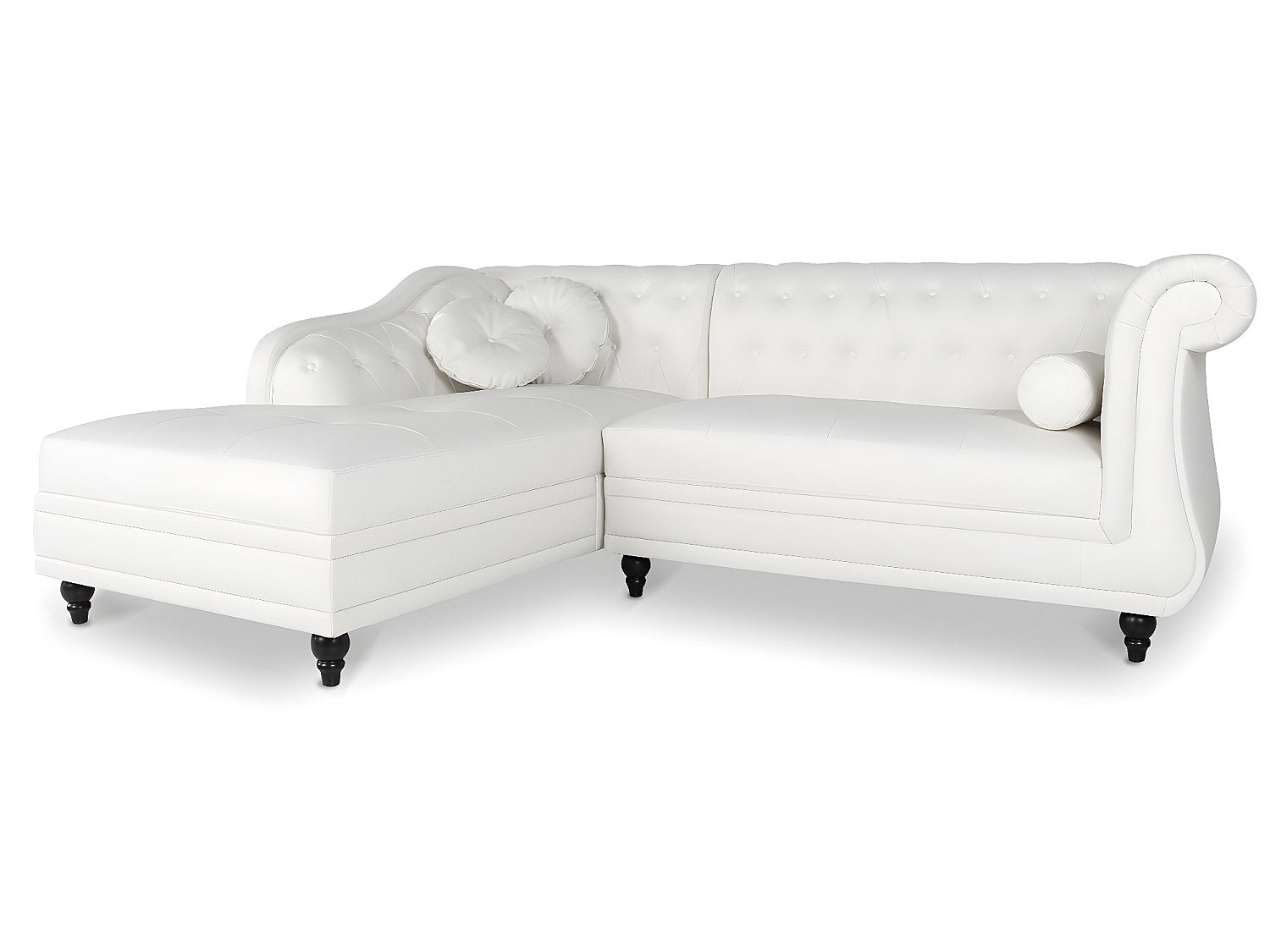 Canapé Chesterfield angle blanc simili cuir - Empire