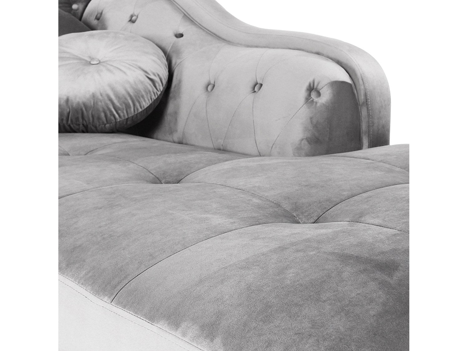Canapé Chesterfield angle gris velours - Empire