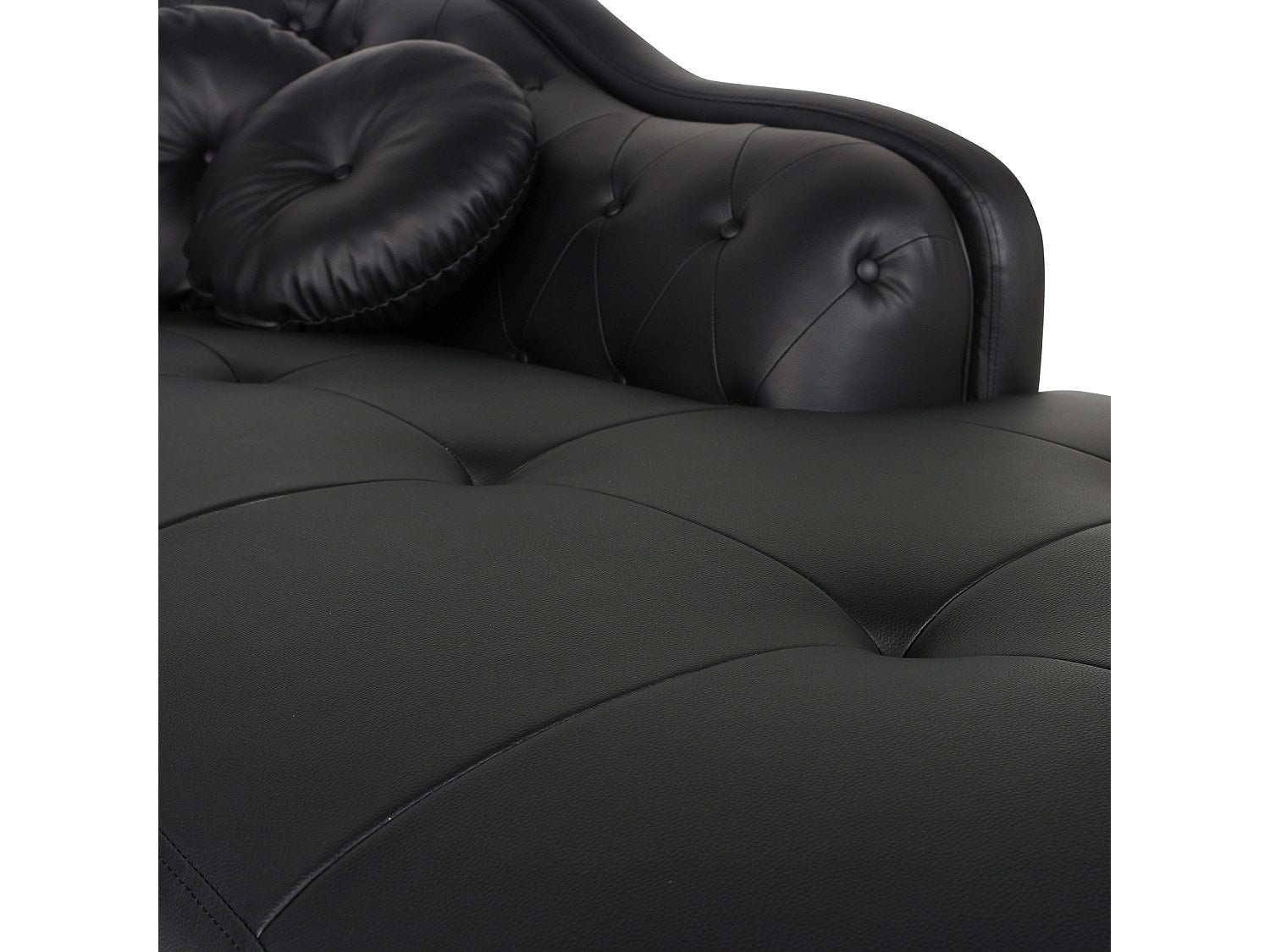 Canapé Chesterfield angle noir simili cuir - Empire