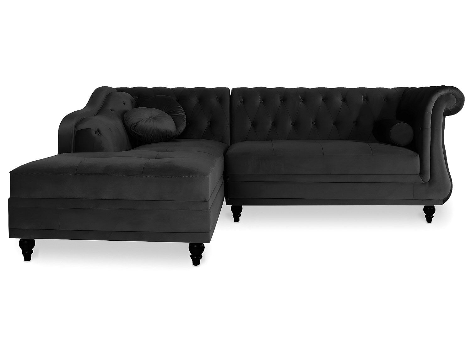Canapé Chesterfield angle noir velours - Empire