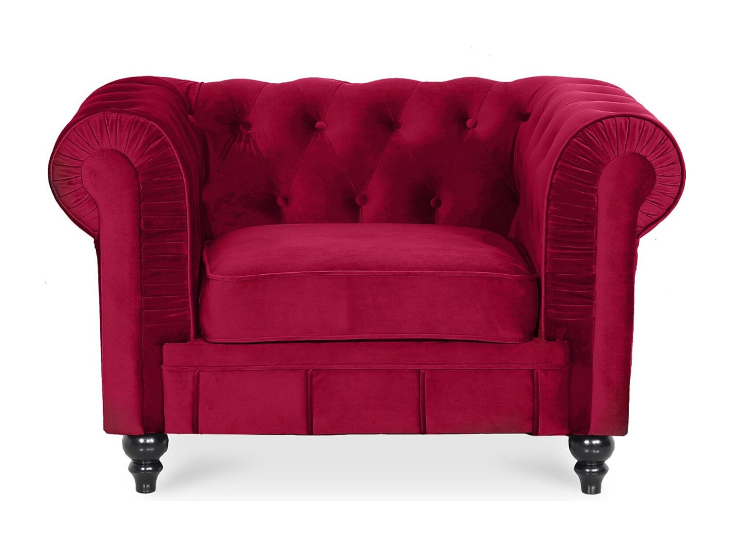 Fauteuil Chesterfield rouge velours - Altesse